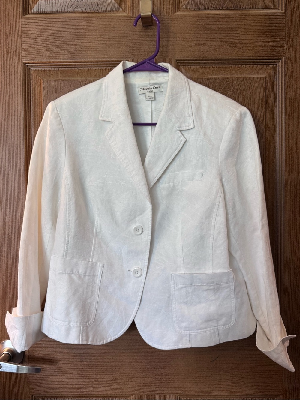 Coldwater Creek Classic Women's White Linen Blend Blazer Jacket Size PL 14-16